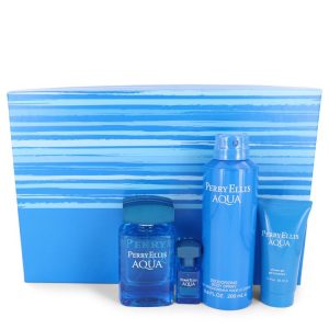 Perry Ellis Aqua by Perry Ellis Gift Set -- for Men